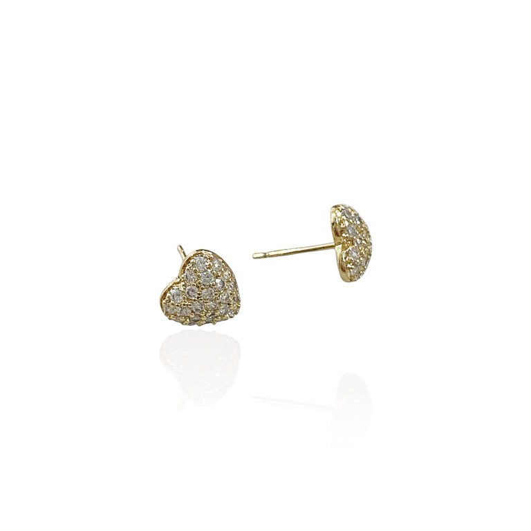 Brinco Coração Cravejado - Semijoias com banho no ouro 18K