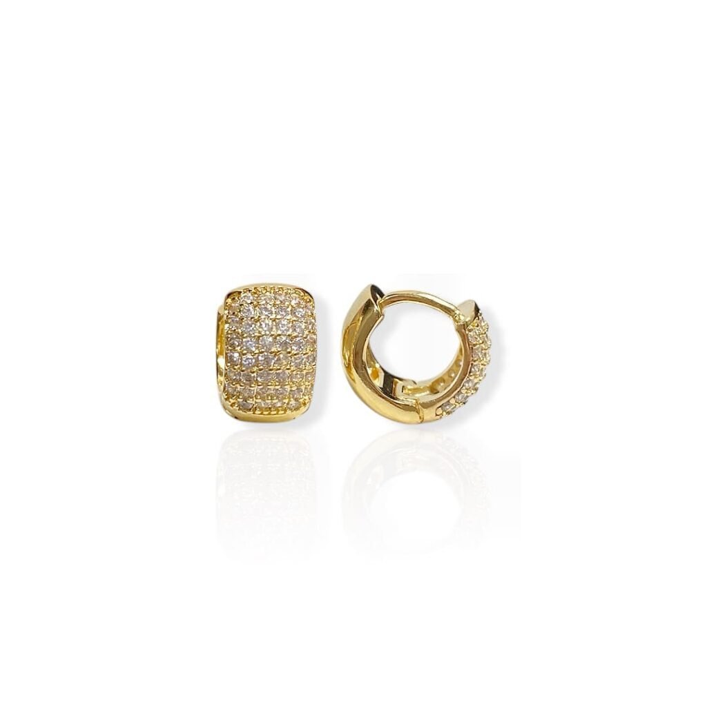 Brinco P Argola Cravejado com Zircônia - Semijoias com banho no Ouro 18K