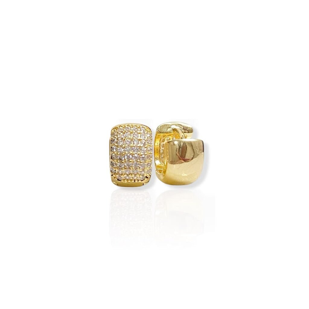 Brinco P Argola Cravejado com Zircônia - Semijoias com banho no Ouro 18K