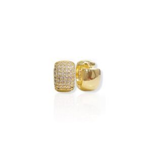 Brinco P Argola Cravejado com Zircônia - Semijoias com banho no Ouro 18K