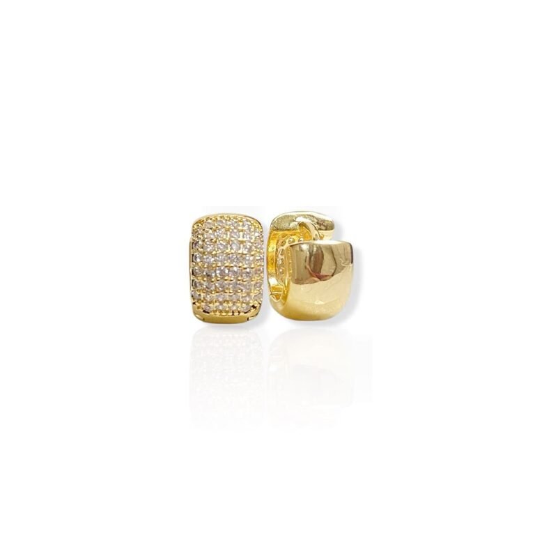 Brinco P Argola Cravejado com Zircônia - Semijoias com banho no Ouro 18K
