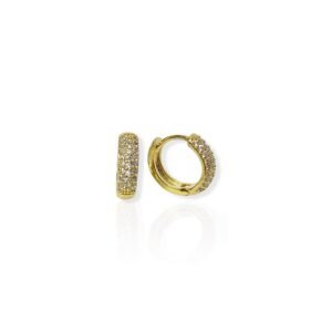 Brinco P Argola Cravejado Zircônia - Semijoias com banho no Ouro 18K B1