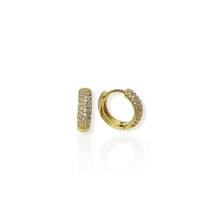 Brinco P Argola Cravejado Zircônia - Semijoias com banho no Ouro 18K B1