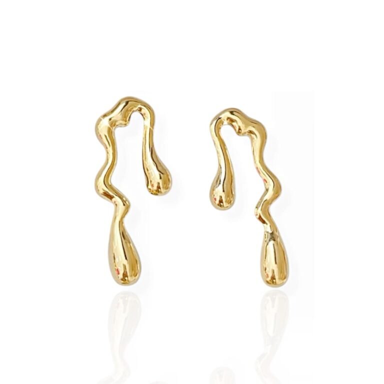Brinco Grande Orgânico Derretido - Semijoias no banho de ouro 18K