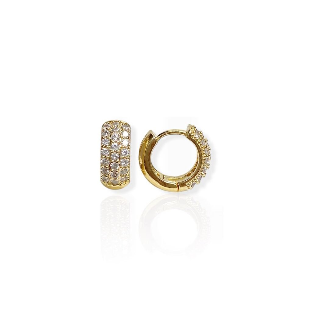 Brinco M Argola Cravejado Zircônia - Semijoias com banho no Ouro 18K B4