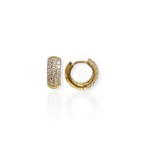 Brinco M Argola Cravejado Zircônia - Semijoias com banho no Ouro 18K B4