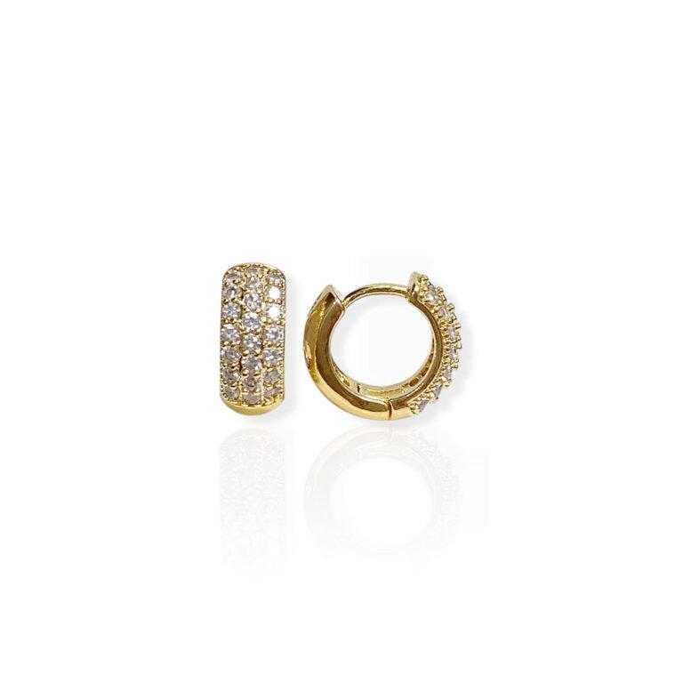Brinco M Argola Cravejado Zircônia - Semijoias com banho no Ouro 18K B4