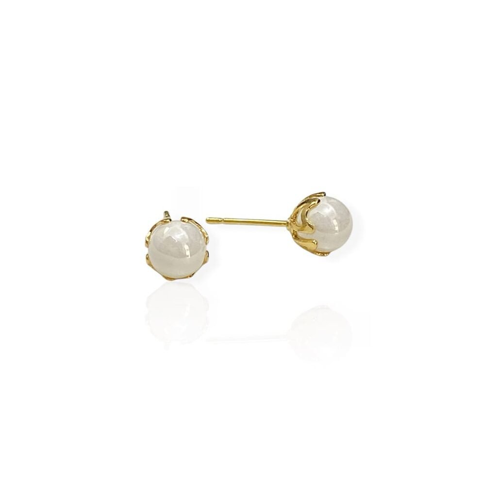 Brinco Pérola Shell 6mm - Semijoias com banho no Ouro 18K