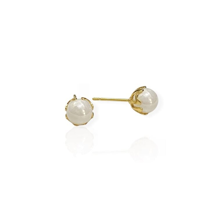 Brinco Pérola Shell 6mm - Semijoias com banho no Ouro 18K