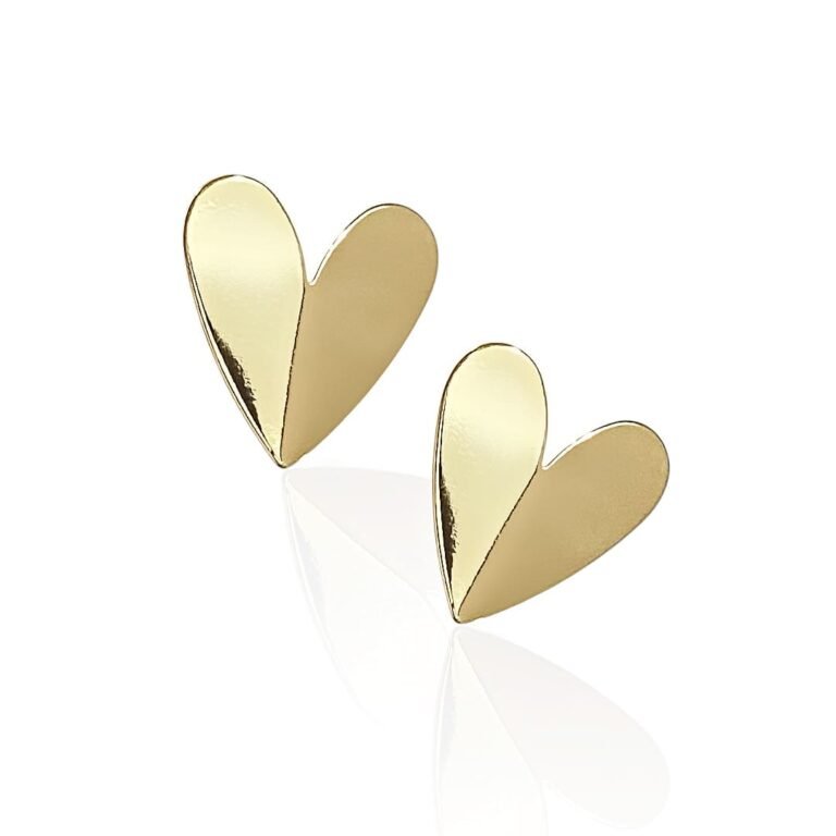 Brinco G Coração Orgânico - Semijoias no ouro 18K