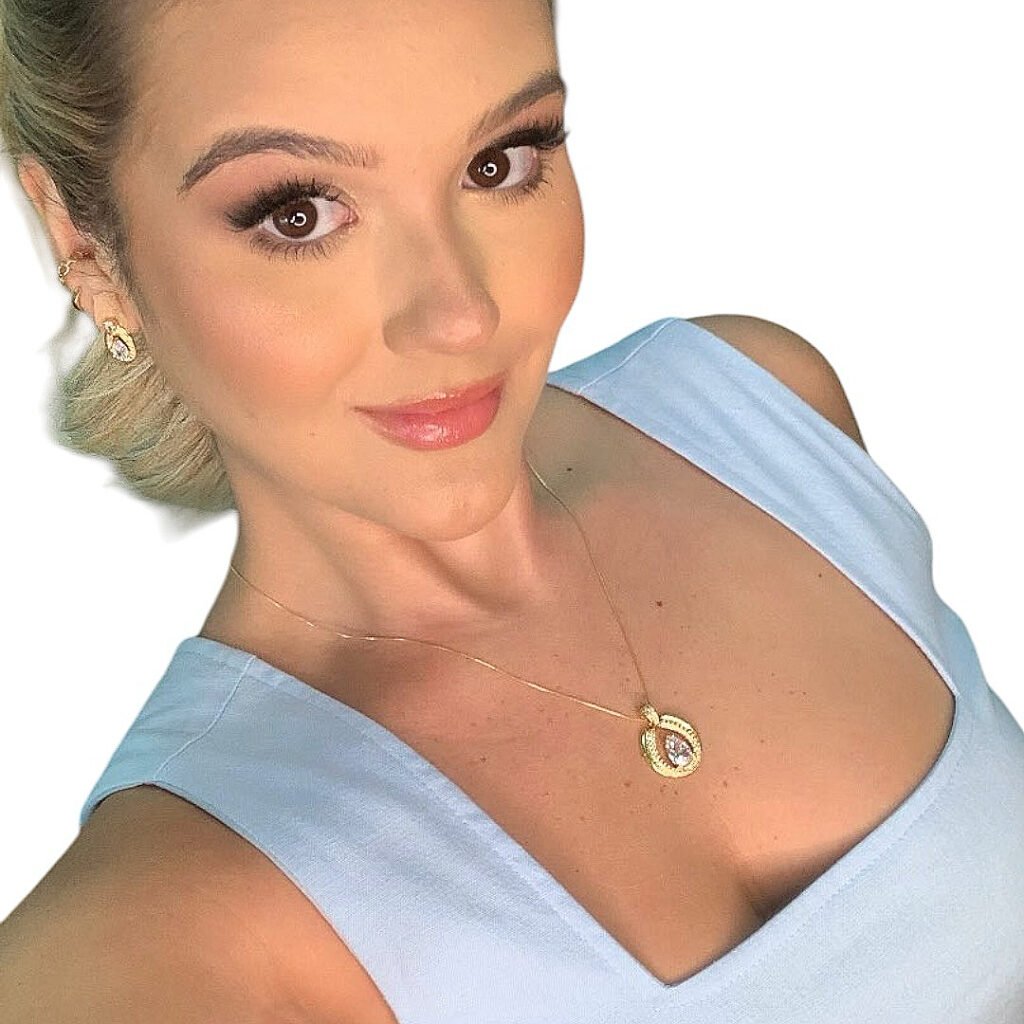 Conjunto Luxo Gota Cravejado - Semijoias com banho no ouro 18K
