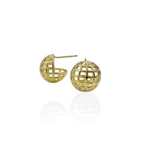 Brinco Esfera Detalhado - Semijoias no ouro 18K