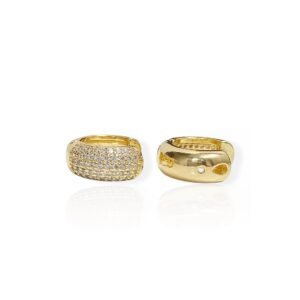 Brinco G Argola Cravejado Zircônia - Semijoias com banho no Ouro 18K B2
