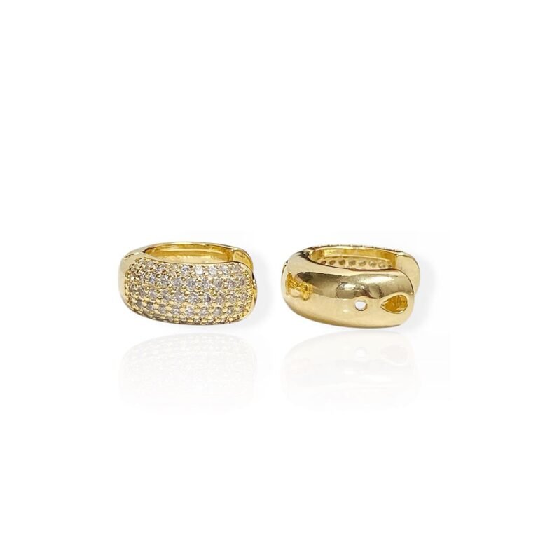Brinco G Argola Cravejado Zircônia - Semijoias com banho no Ouro 18K B2