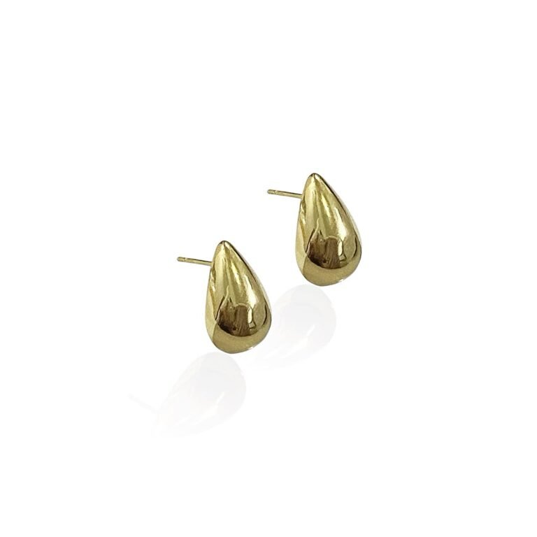 Brinco P Gota Orgânico Chapa - Semijoias no ouro 18K
