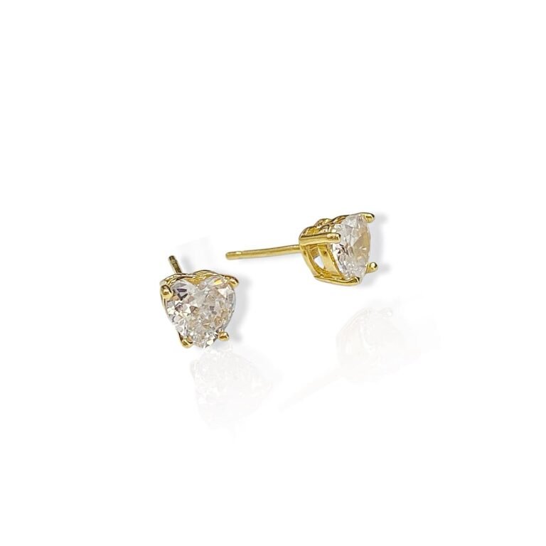 Brinco Coração Ponto de luz 6mm - Semijoias com banho no Ouro 18K