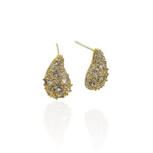 Brinco Gota Todo Cravejado - Semijoias com banho no ouro 18K