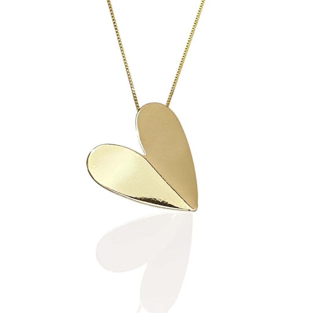 Colar Coração G Orgânico - Semijoias no ouro 18K