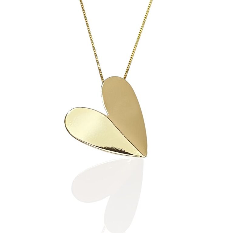Colar Coração G Orgânico - Semijoias no ouro 18K