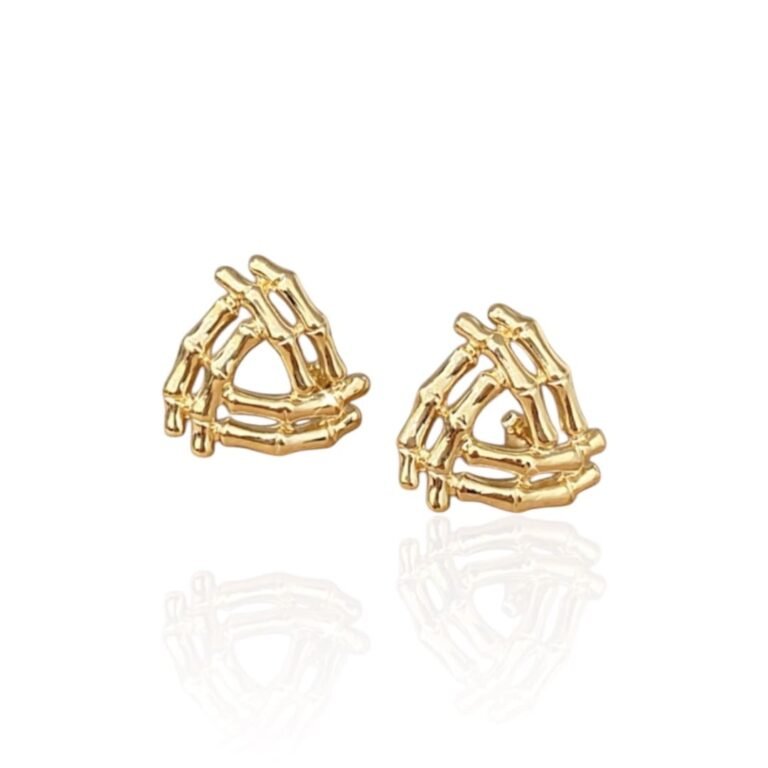 Brinco Triangular Maciço Bambu - Semijoias no ouro 18K