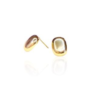 Brinco Orgânico Retangular Maciço - Semijoias com banho no ouro 18K