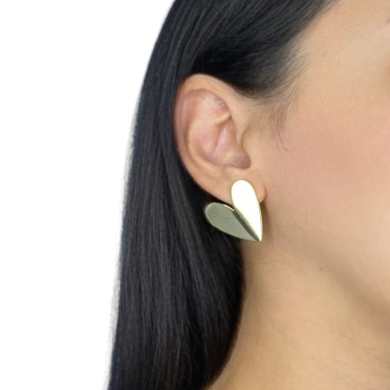 Brinco G Coração Orgânico - Semijoias no ouro 18K